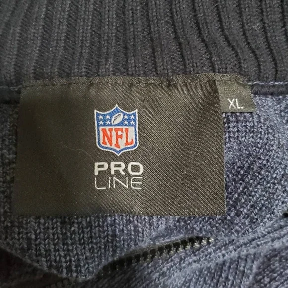 Chicago Bears NFL Pro Line Mens XL 1/4 Zip Sweater Long Sleeve Blue Pockets Logo - Picture 9 of 12